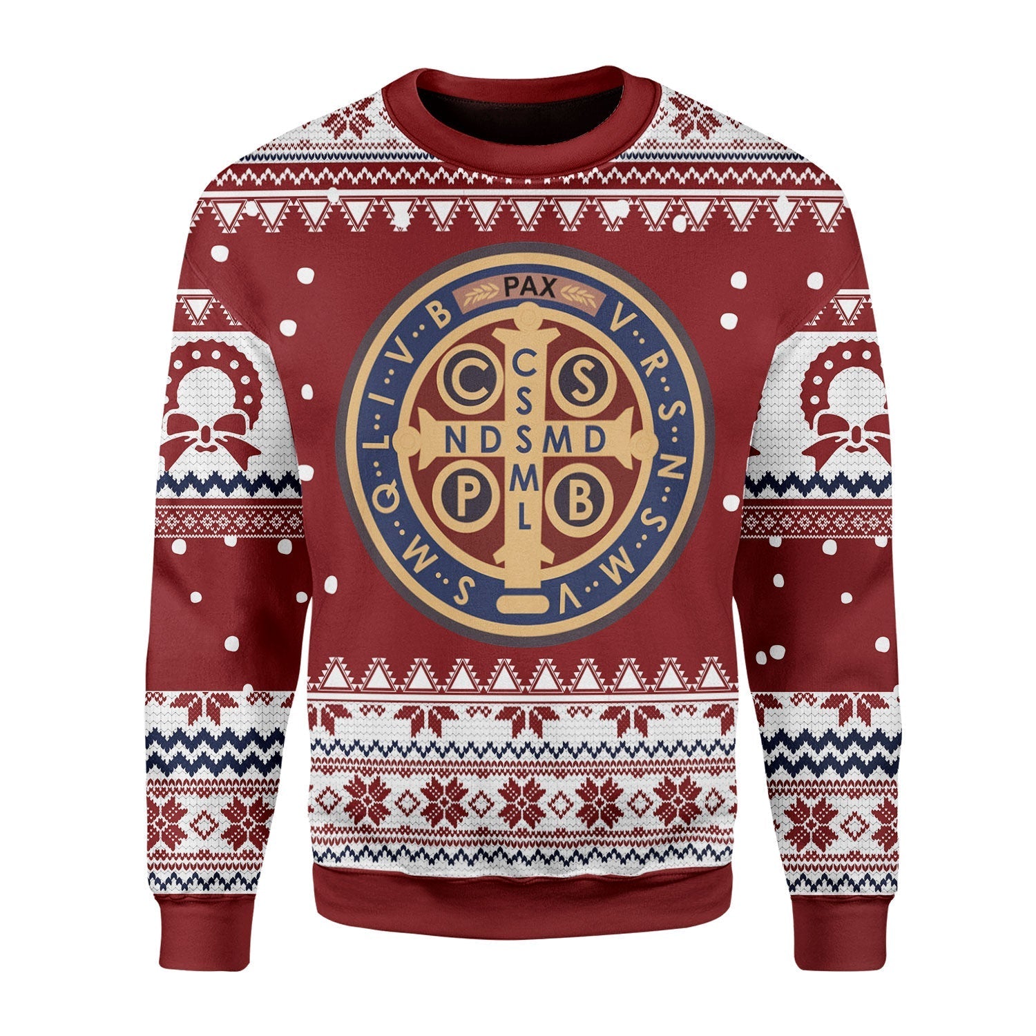 YMskins Christmas Sweater Saint Benedict Medal 3D Apparel