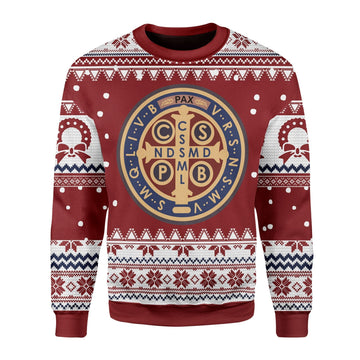 YMskins Christmas Sweater Saint Benedict Medal 3D Apparel