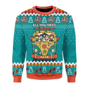 YMskins Christmas Sweater All You Need Is Love Hippie 3D Apparel