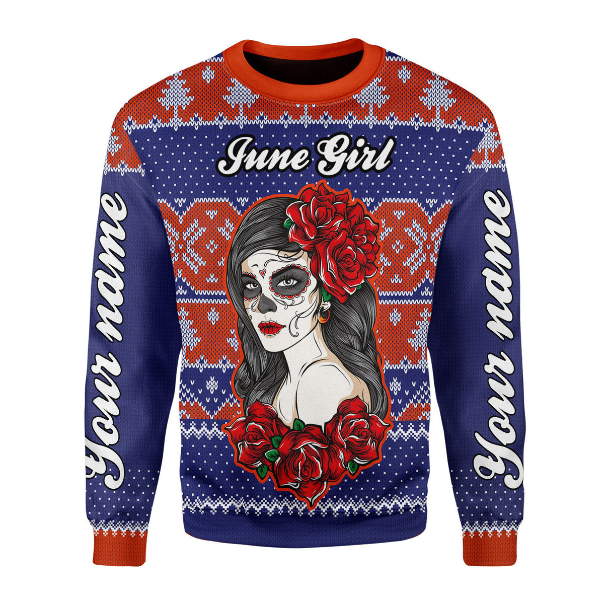 YMskins Personalized Ugly Sweater June Girl All Over Printed