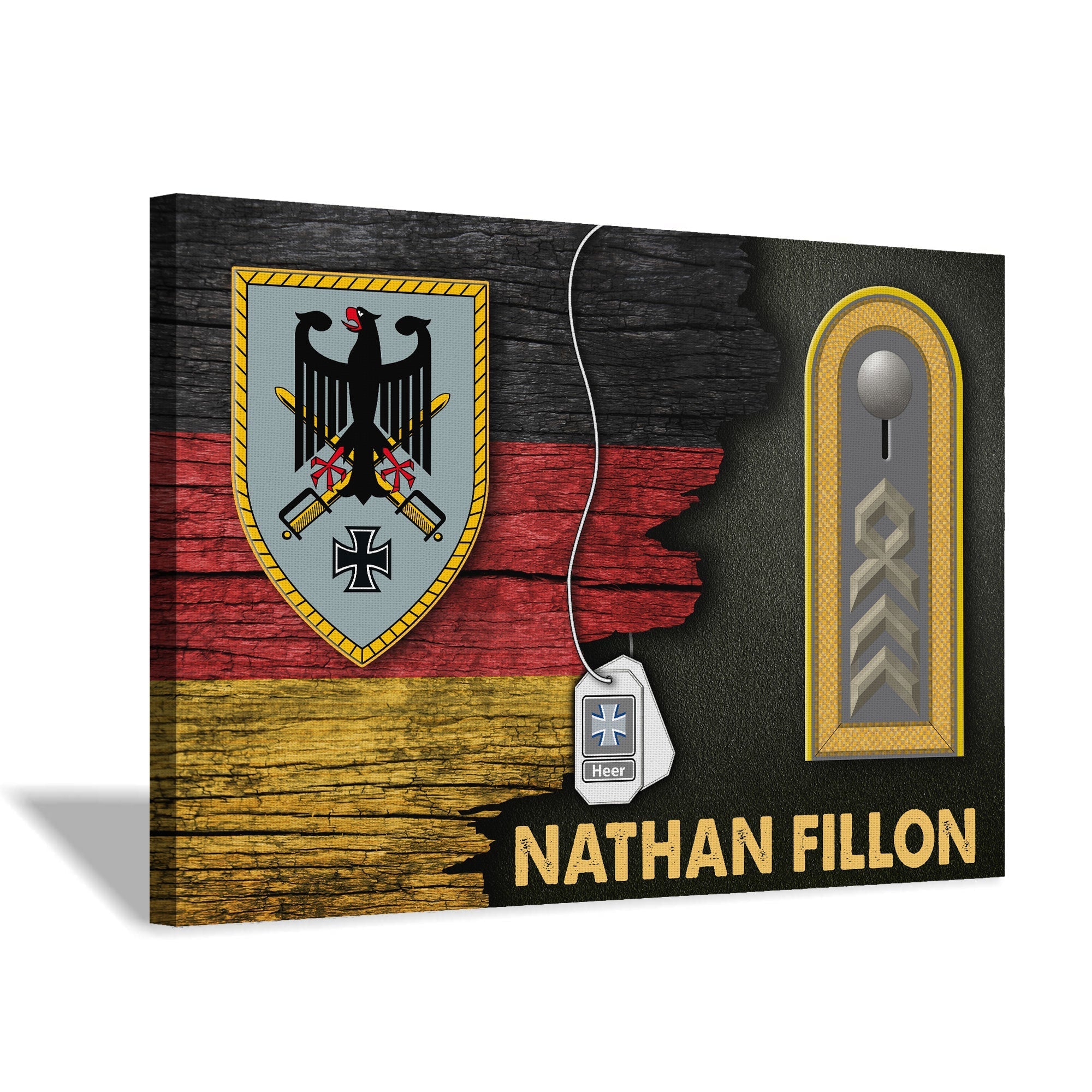 YMskins Army Command, German Army - German Coat Of Arms Heer Half Flag With Military Ranks/Insignia Canvas
