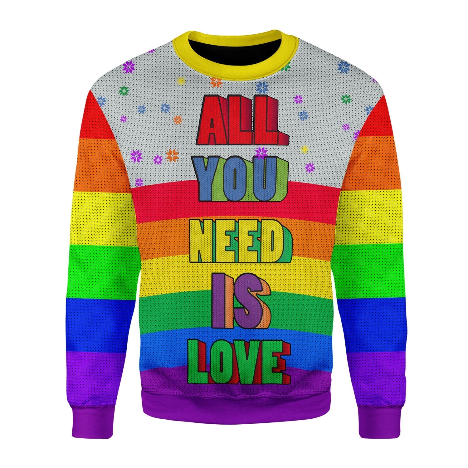 YMskins Christmas Sweater All You Need Is Love LGBT 3D Apparel