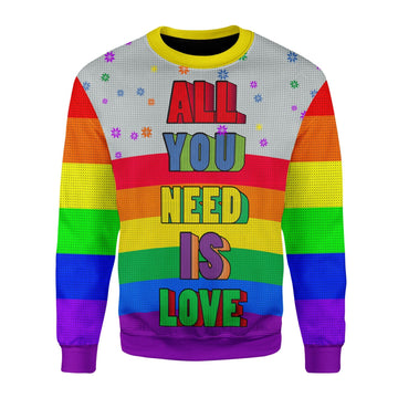 YMskins Christmas Sweater All You Need Is Love LGBT 3D Apparel