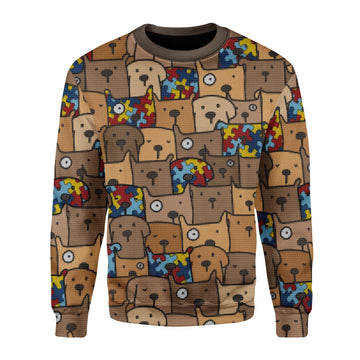 YMskins Christmas Sweater Autism Dog 3D Apparel