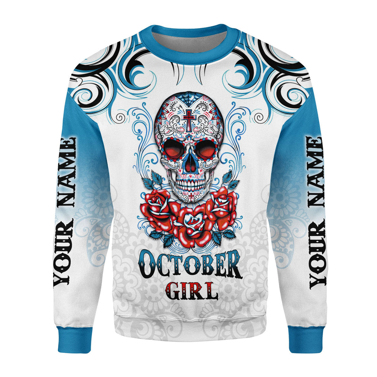 YMskins Personalized Ugly Sweater October Girl All Over Printed
