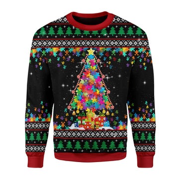 YMskins Christmas Sweater Autism Christmas Tree 3D Apparel
