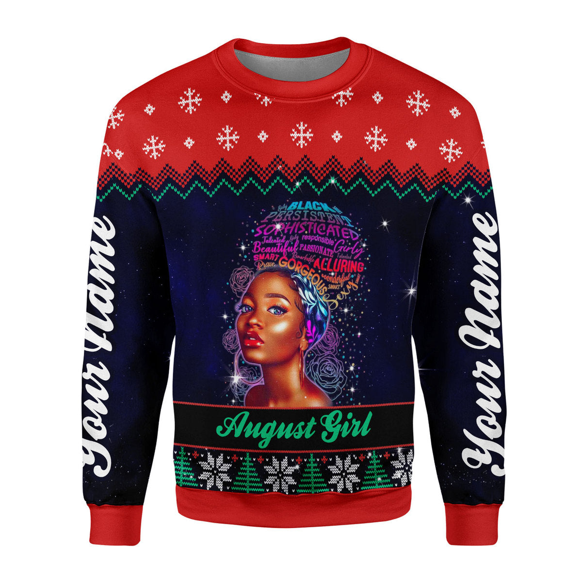 YMskins Personalized Ugly Sweater August Girl  All Over Printed