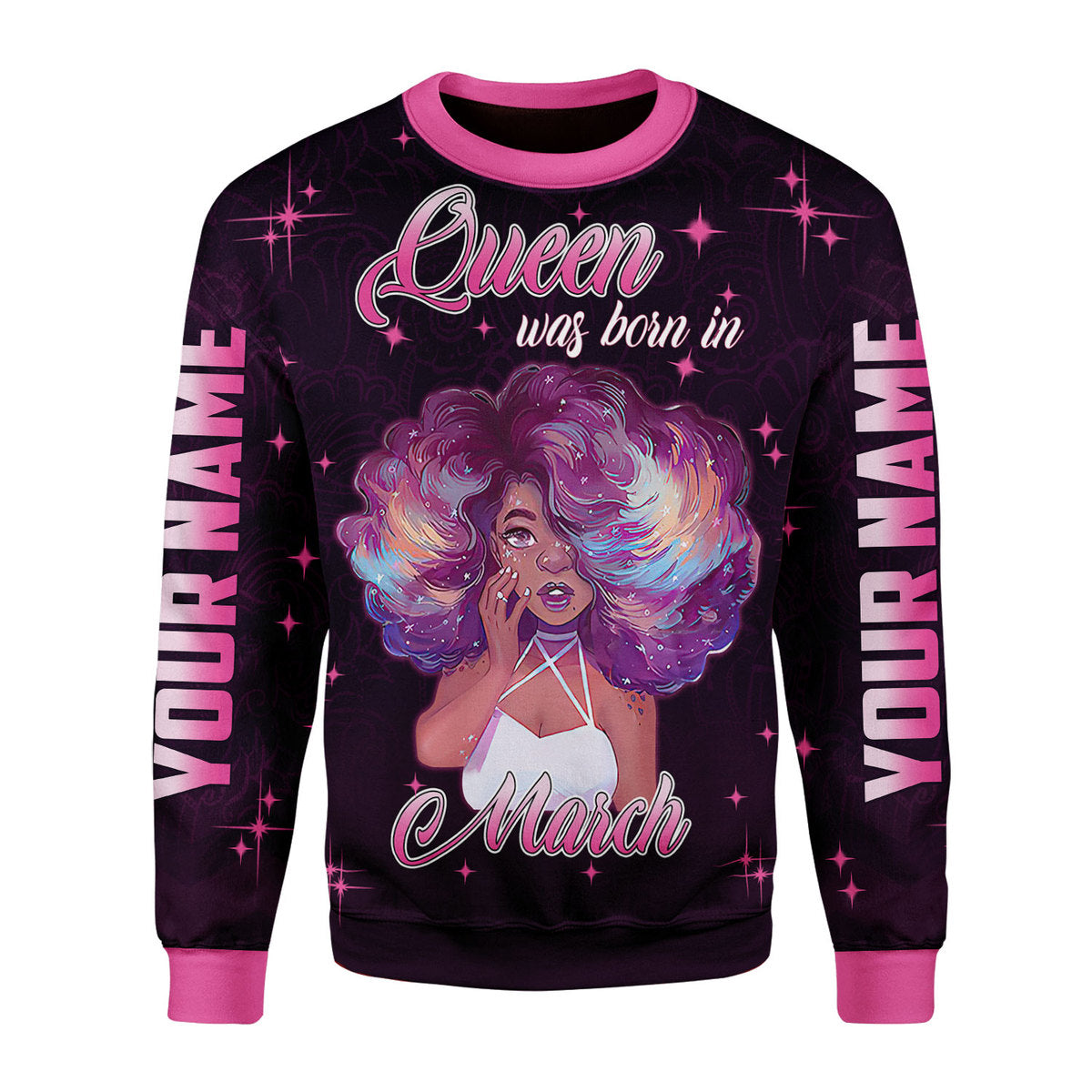 YMskins Personalized Ugly Sweater March Girl She's Beautiful Bold All Over Printed
