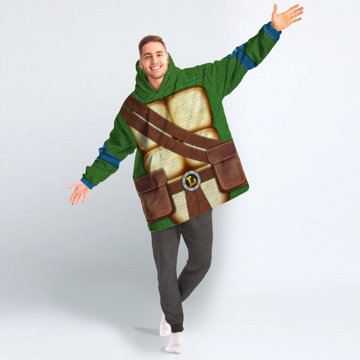 Leonardo Ninja Turtles Cosplay & Costume Over Size Hoodie Fleece One Size