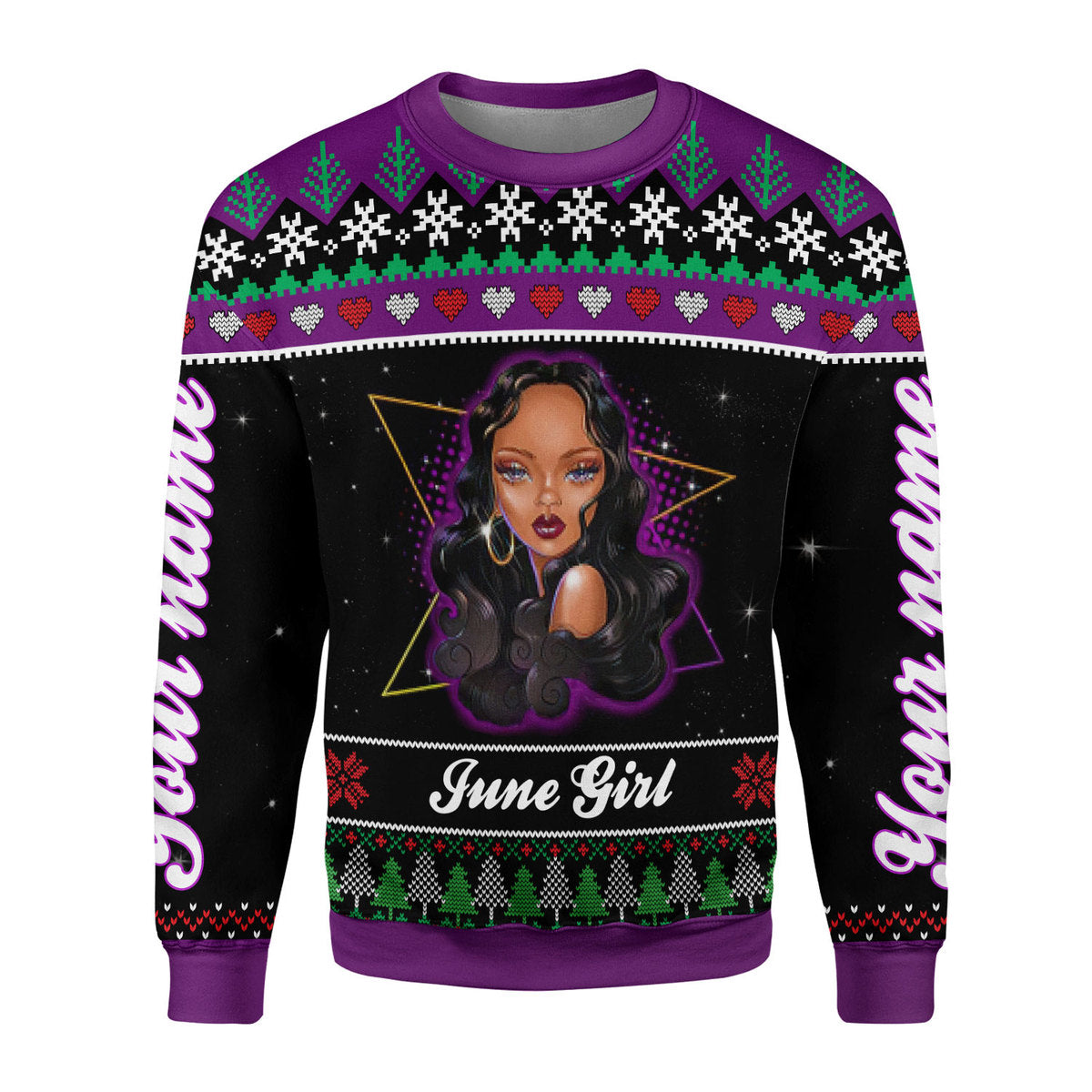 YMskins Personalized Ugly Sweater June Girl All Over Printed