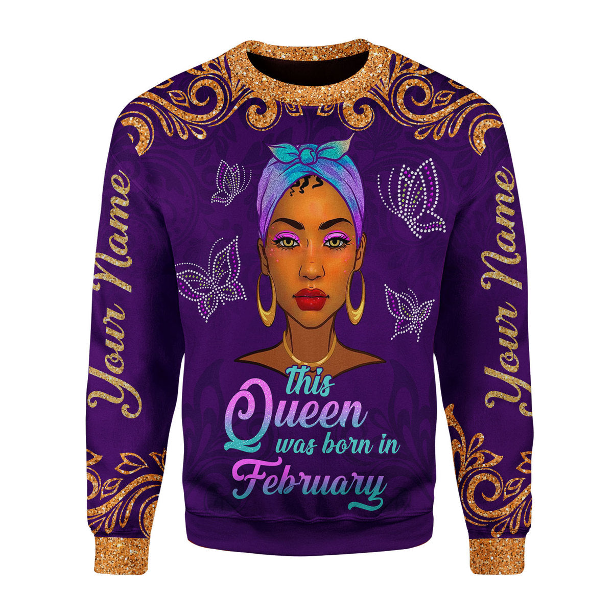 YMskins Personalized Ugly Sweater February Queen All Over Printed