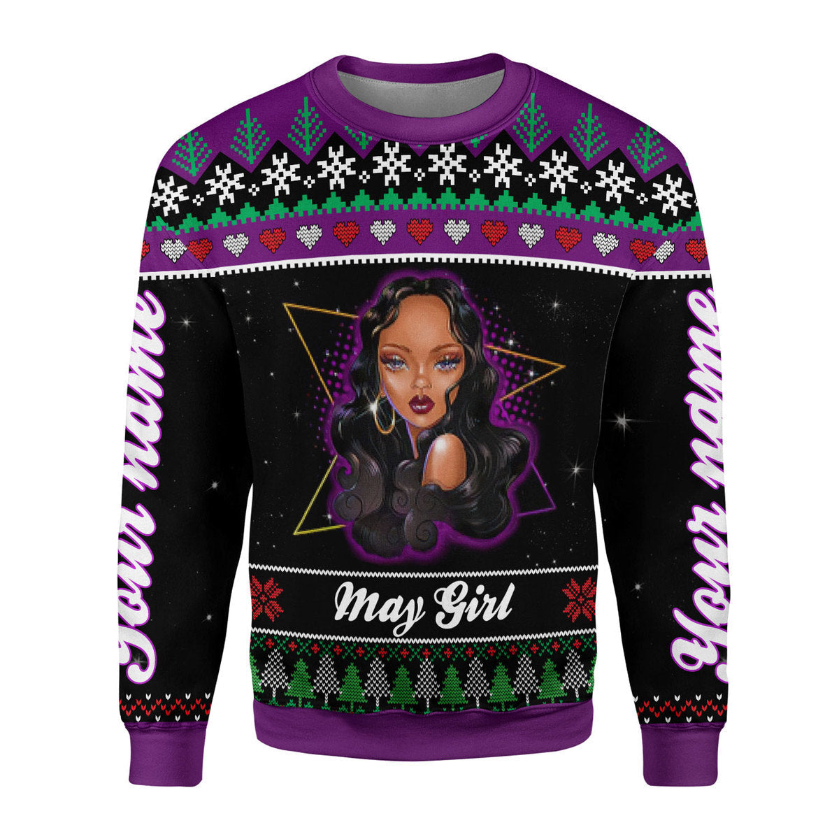 YMskins Personalized Ugly Sweater May Girl All Over Printed