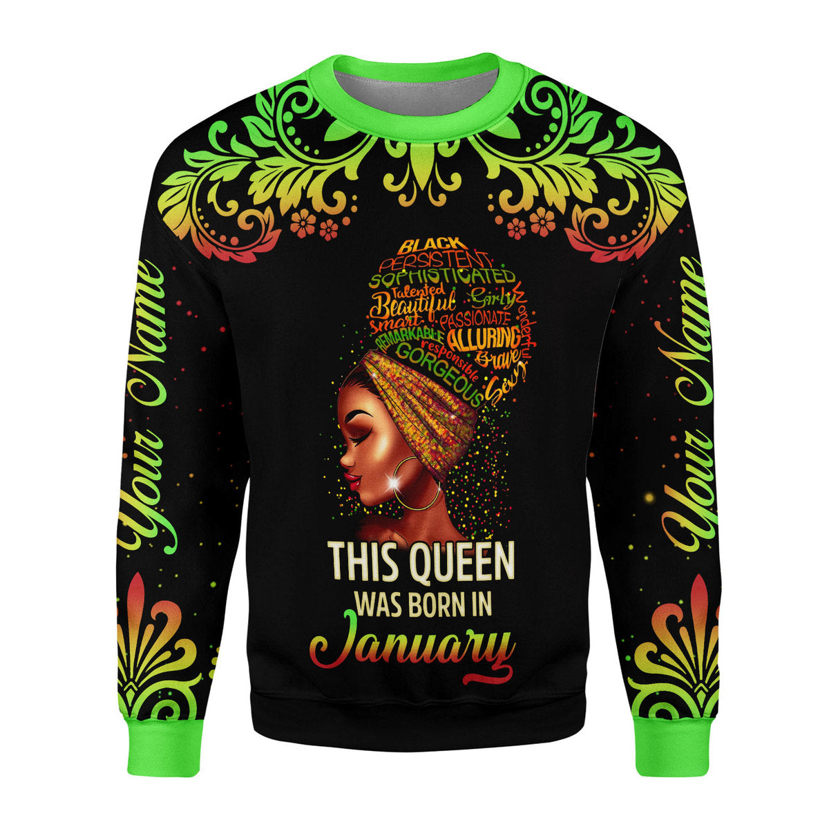 YMskins Personalized Ugly Sweater January Girl I Am 100% Me All Over Printed
