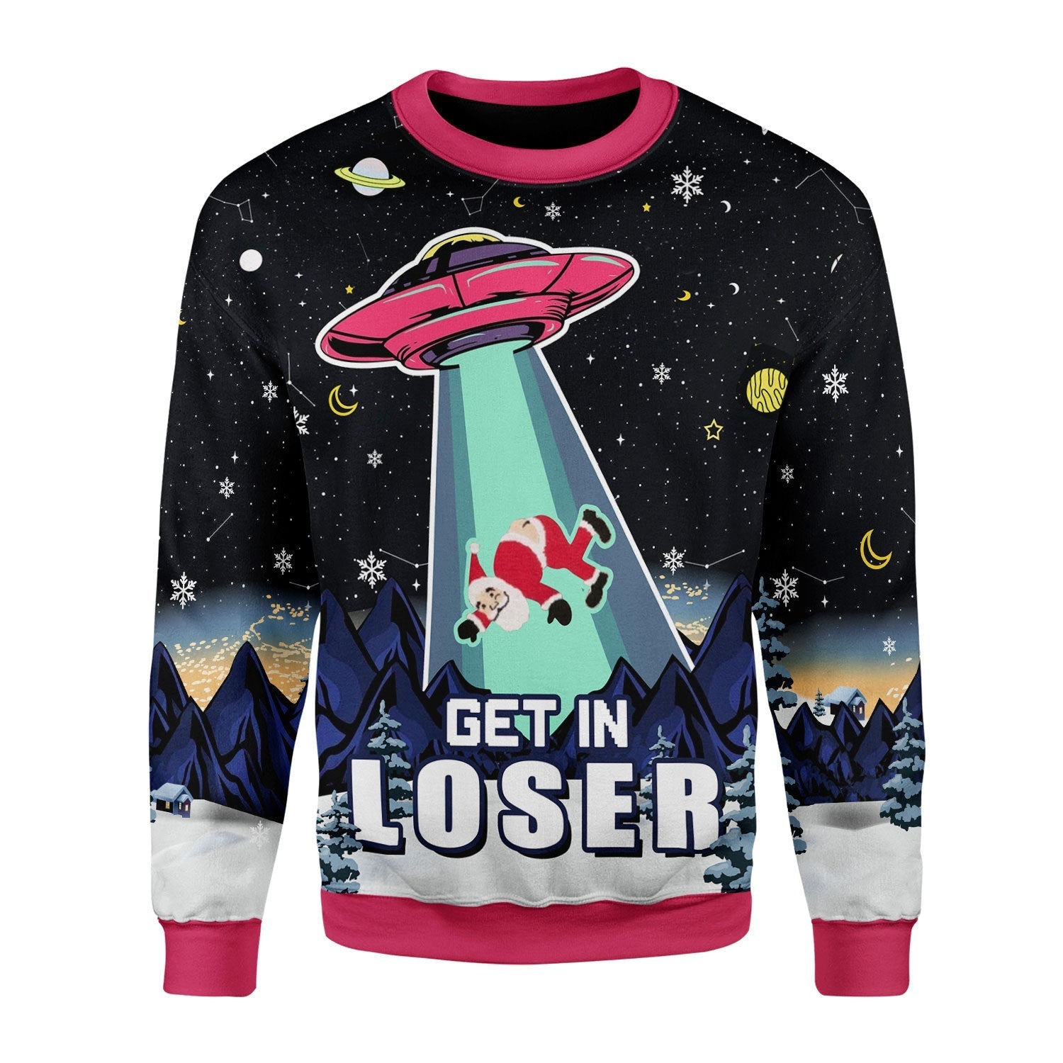 YMskins Christmas Sweater Alien Get In Loser 3D Apparel