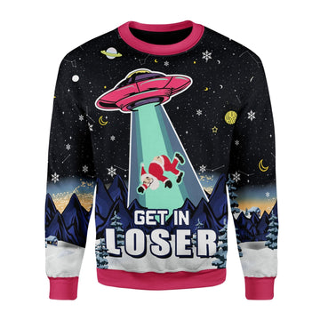 YMskins Christmas Sweater Alien Get In Loser 3D Apparel