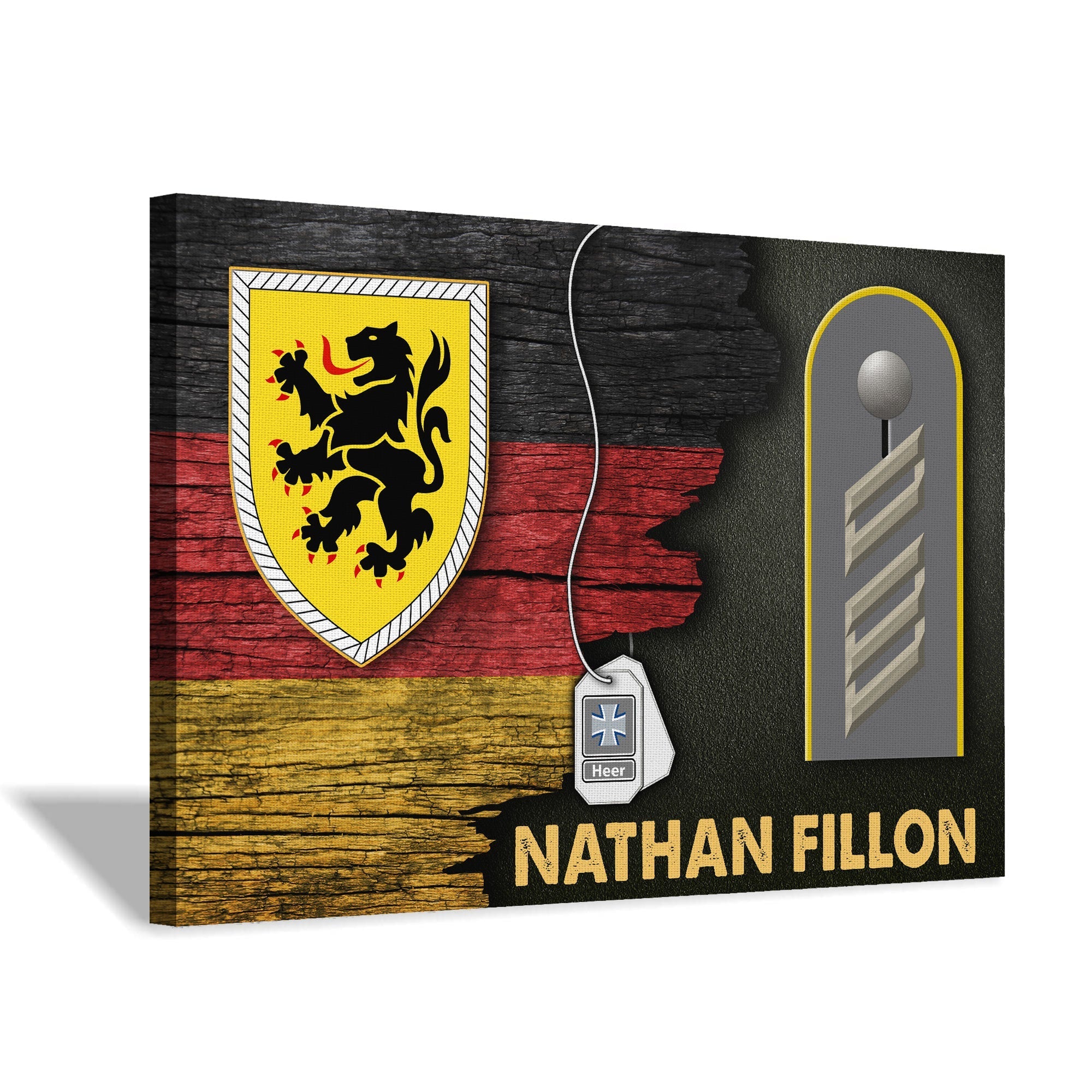 YMskins Lion (Heraldry) German Coat of Arms Heer Half Flag With Military Ranks/Insignia Canvas