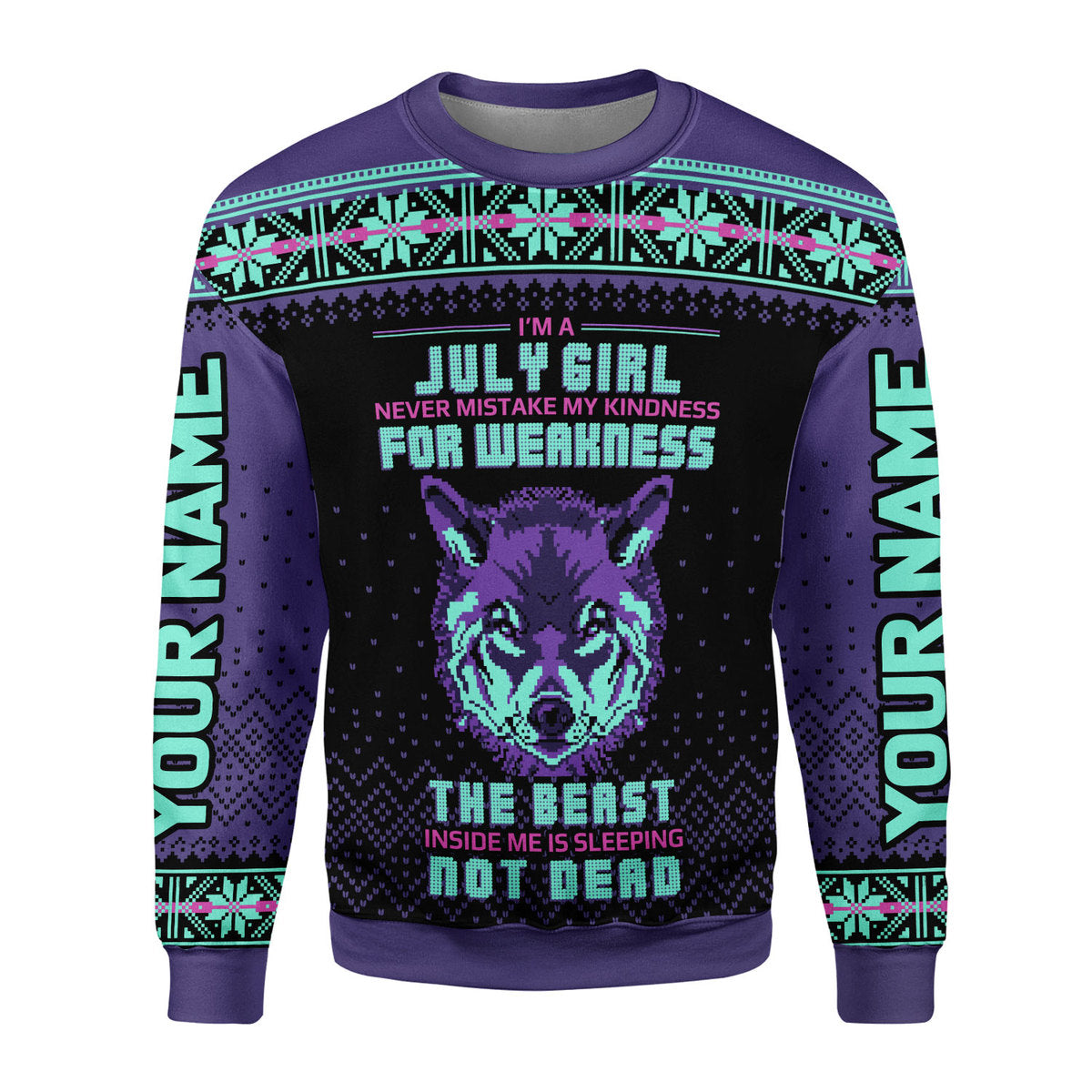 YMskins Personalized Ugly Sweater July Girl All Over Printed