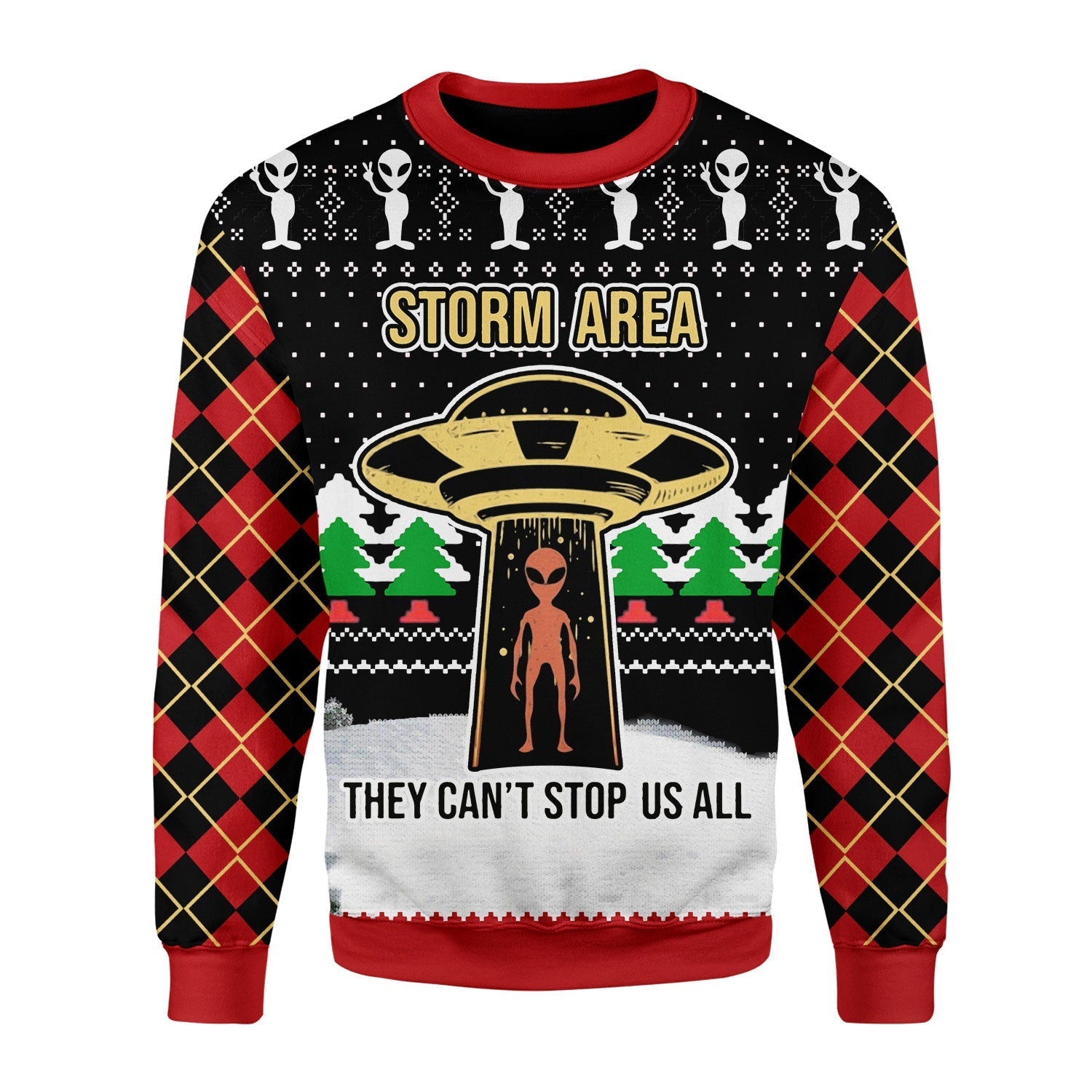 YMskins Christmas Sweater Alien Storm Area They Can't Stop Us All 3D Apparel