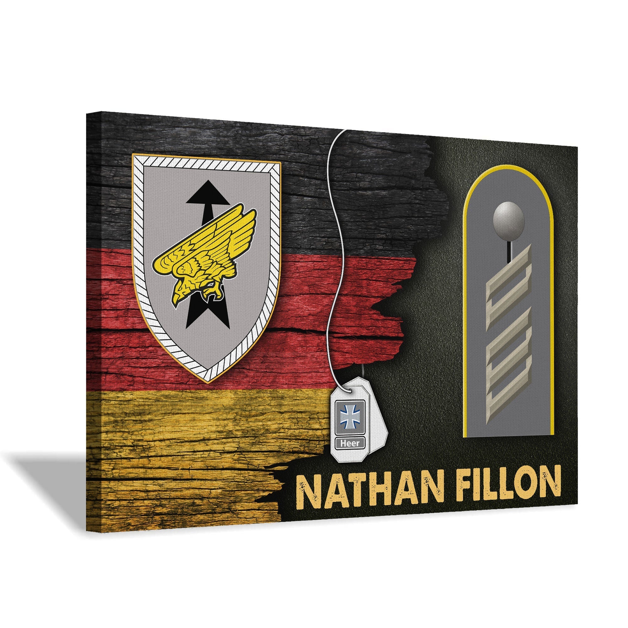 YMskins Rapid Forces Division - German Army Heer Half Flag With Military Ranks/Insignia Canvas