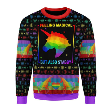 YMskins Christmas Sweater Feeling Magical But Also Stabby 3D Apparel
