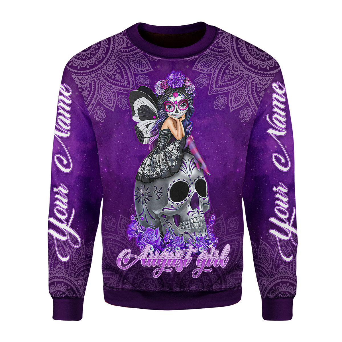 YMskins Personalized Ugly Sweater August Girl I Have Tattoos All Over Printed