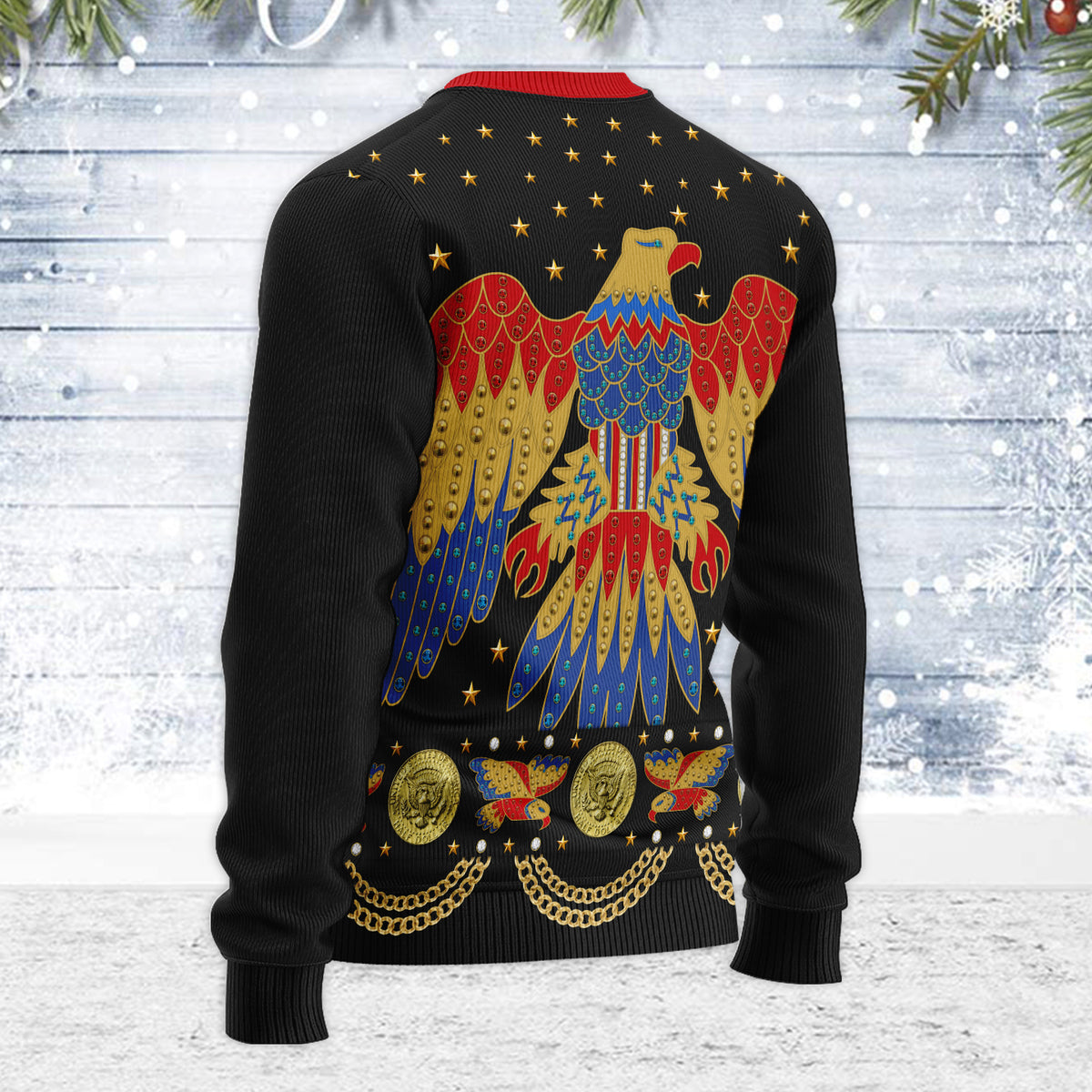 MakerHuman Eagle Elvis Black Christmas Wool Sweater