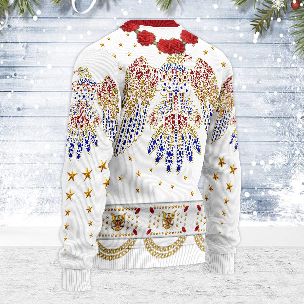 MakerHuman Elvis The Aloha Eagle from Hawaii Christmas Wool Sweater