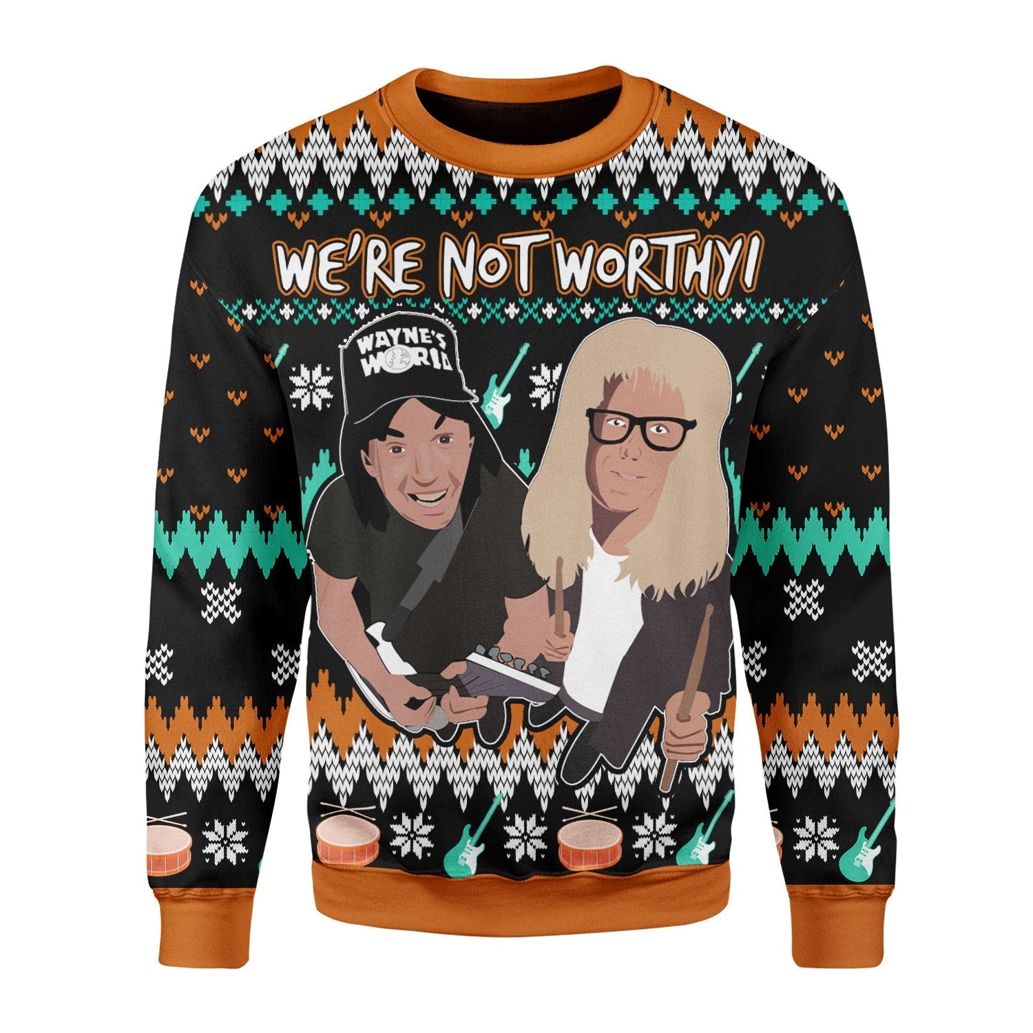 YMskins Christmas Sweater We're Not Worthy 3D Apparel