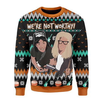 YMskins Christmas Sweater We're Not Worthy 3D Apparel