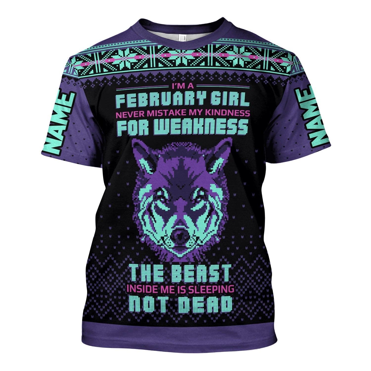 YMskins Personalized T-Shirt February Girl All Over Printed