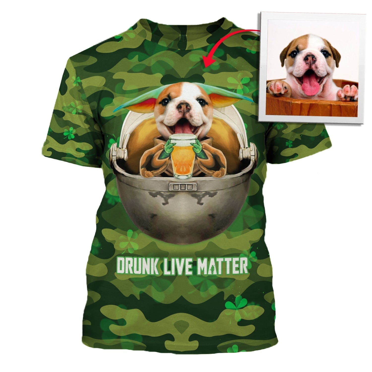 Customized Photos T-Shirt Clothing Saint Patrick Days Drunk Live Matters