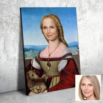 Personalized Canvas Young Woman With Unicorn
