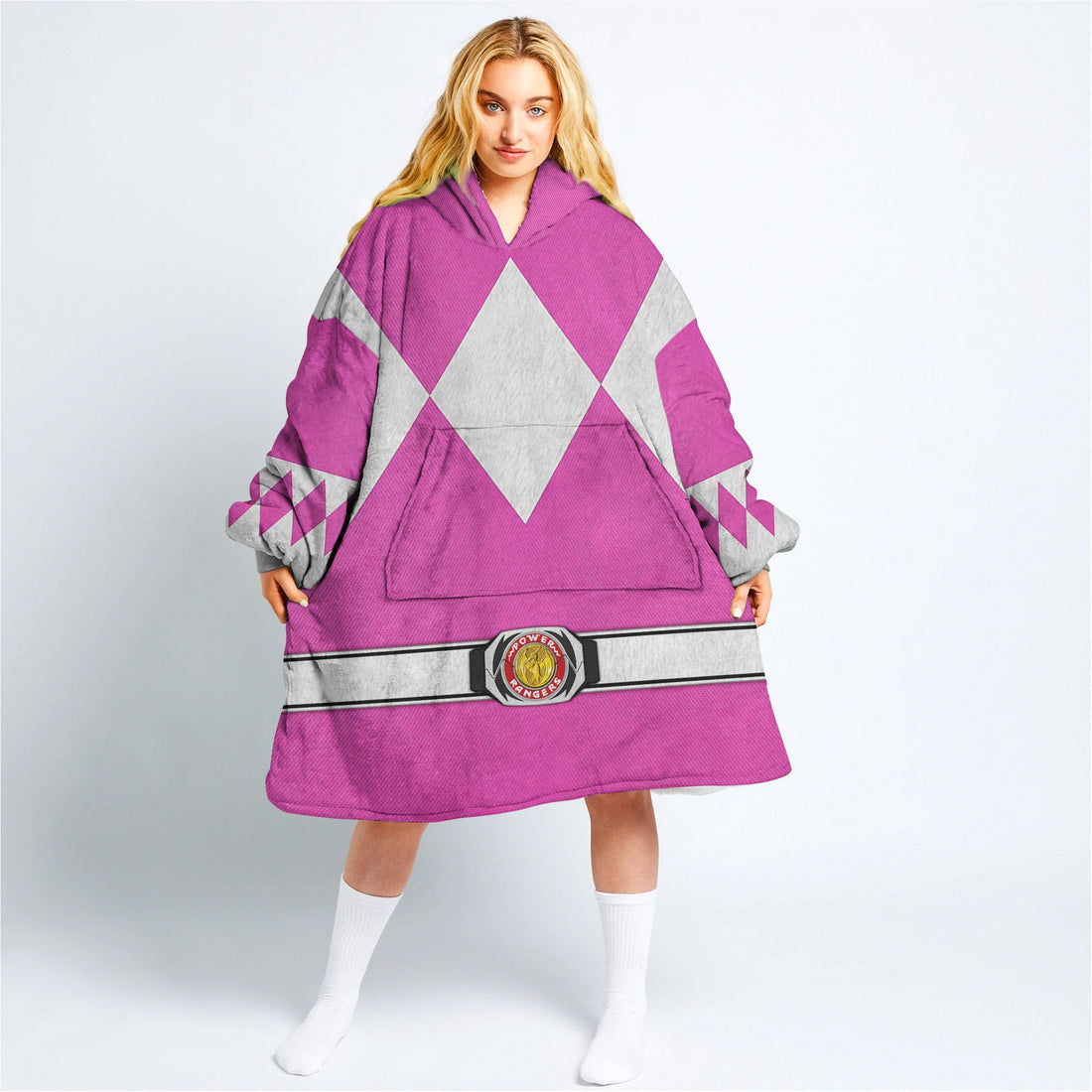 Pink Ranger Mighty Morphin Over Size Snug Hoodie Fleece One Size