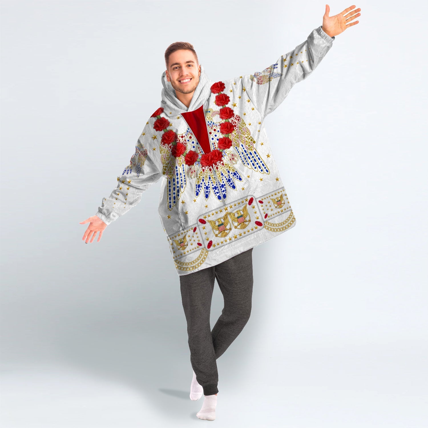 MakerHuman Elvis Aloha Cosplay & Costume Over Size Hoodie Fleece One Size