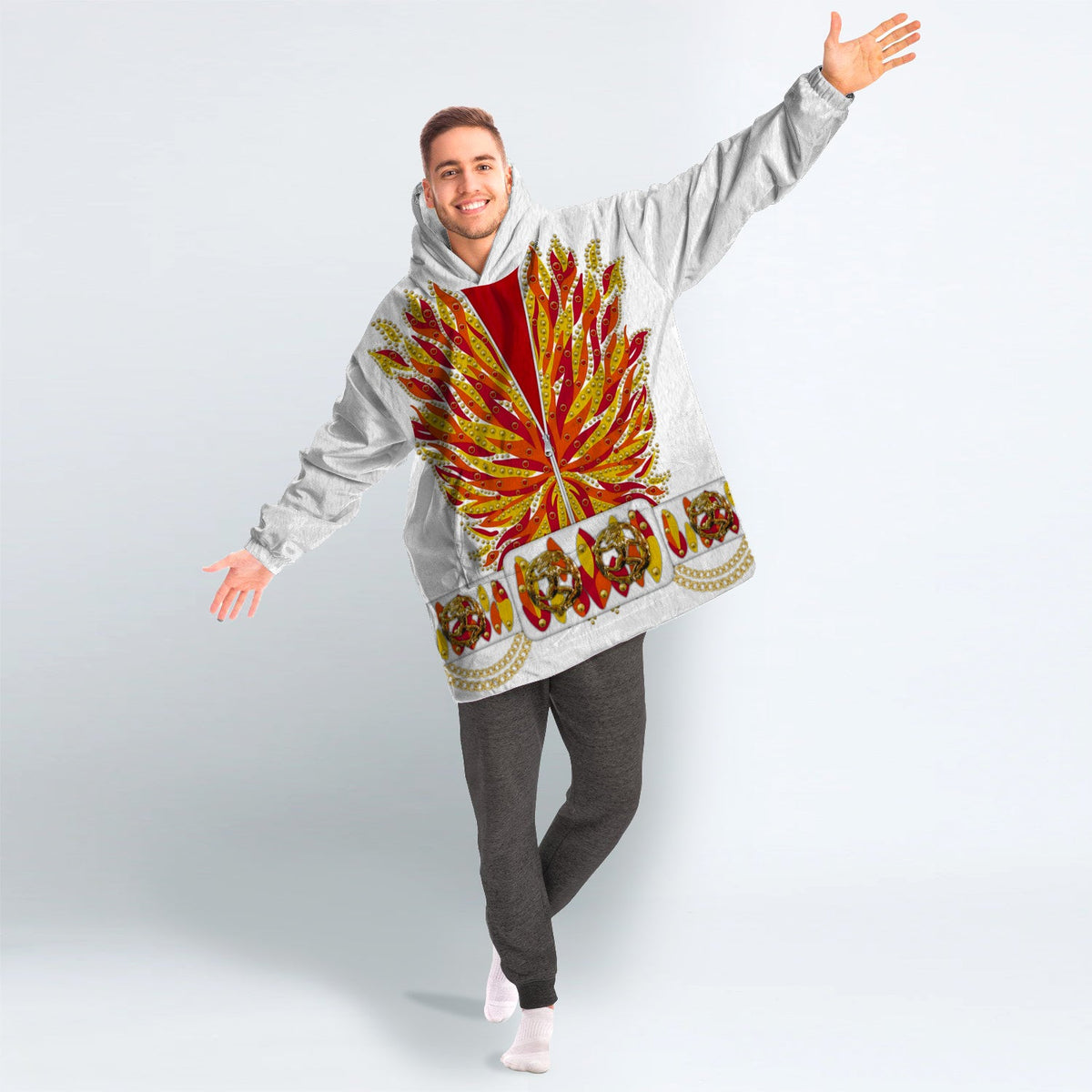 MakerHuman Elvis Flame Cosplay & Costume Over Size Hoodie Fleece One Size