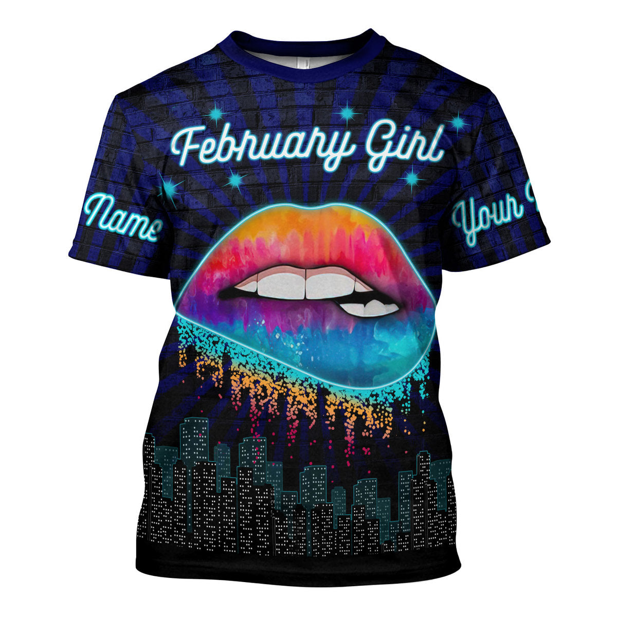 YMskins Personalized Tops February Girl Blue All Over Printed