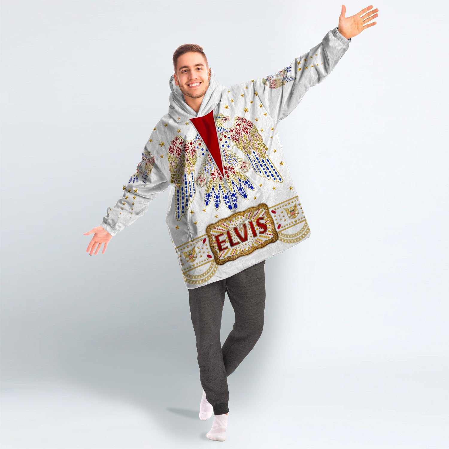 MakerHuman Elvis Aloha Tiger Cosplay & Costume Over Size Hoodie Fleece One Size