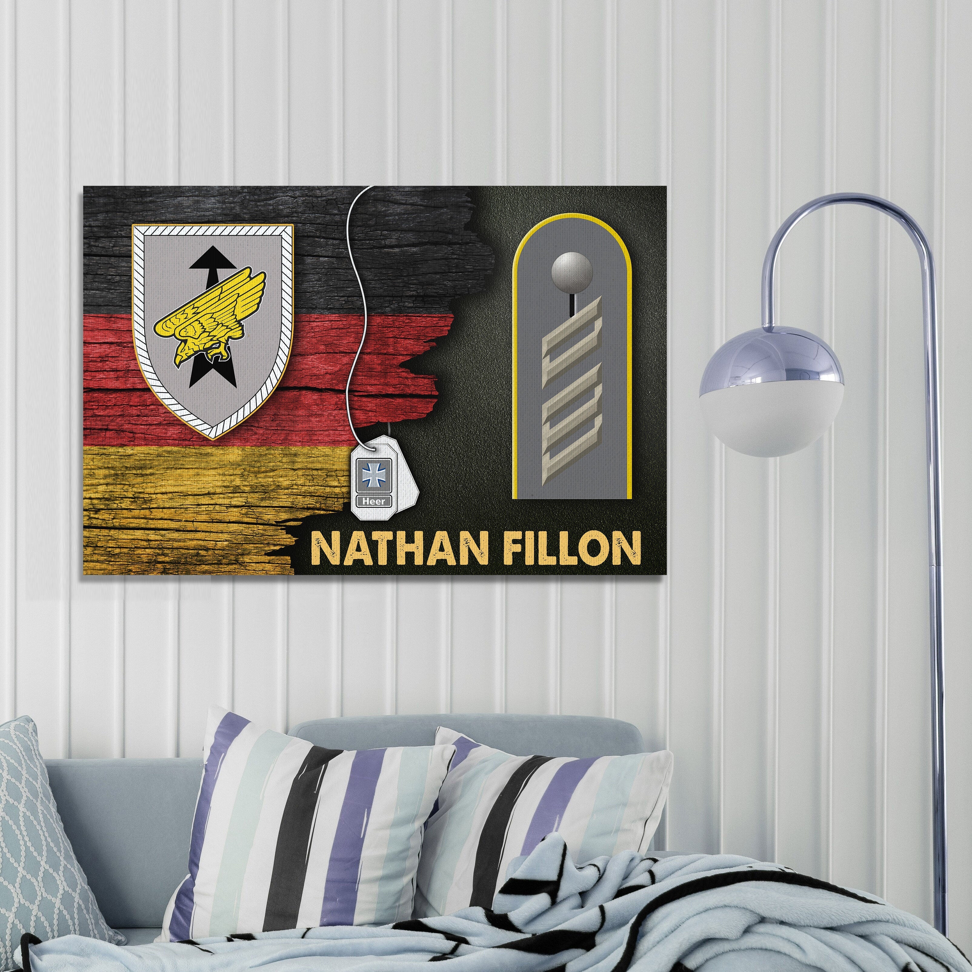 YMskins Rapid Forces Division - German Army Heer Half Flag With Military Ranks/Insignia Canvas