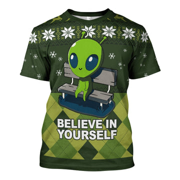 YMskins Unisex T-shirt Believe In Yourself Alien 3D Apparel