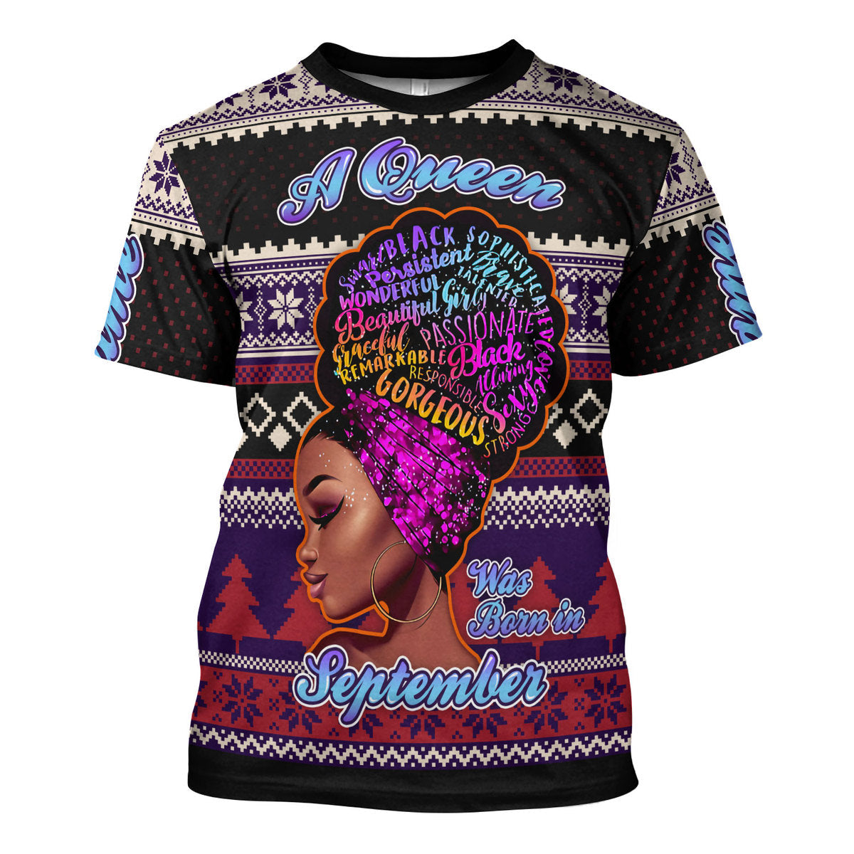 YMskins Personalized T-shirt A Queen Was Born In September All Over Printed