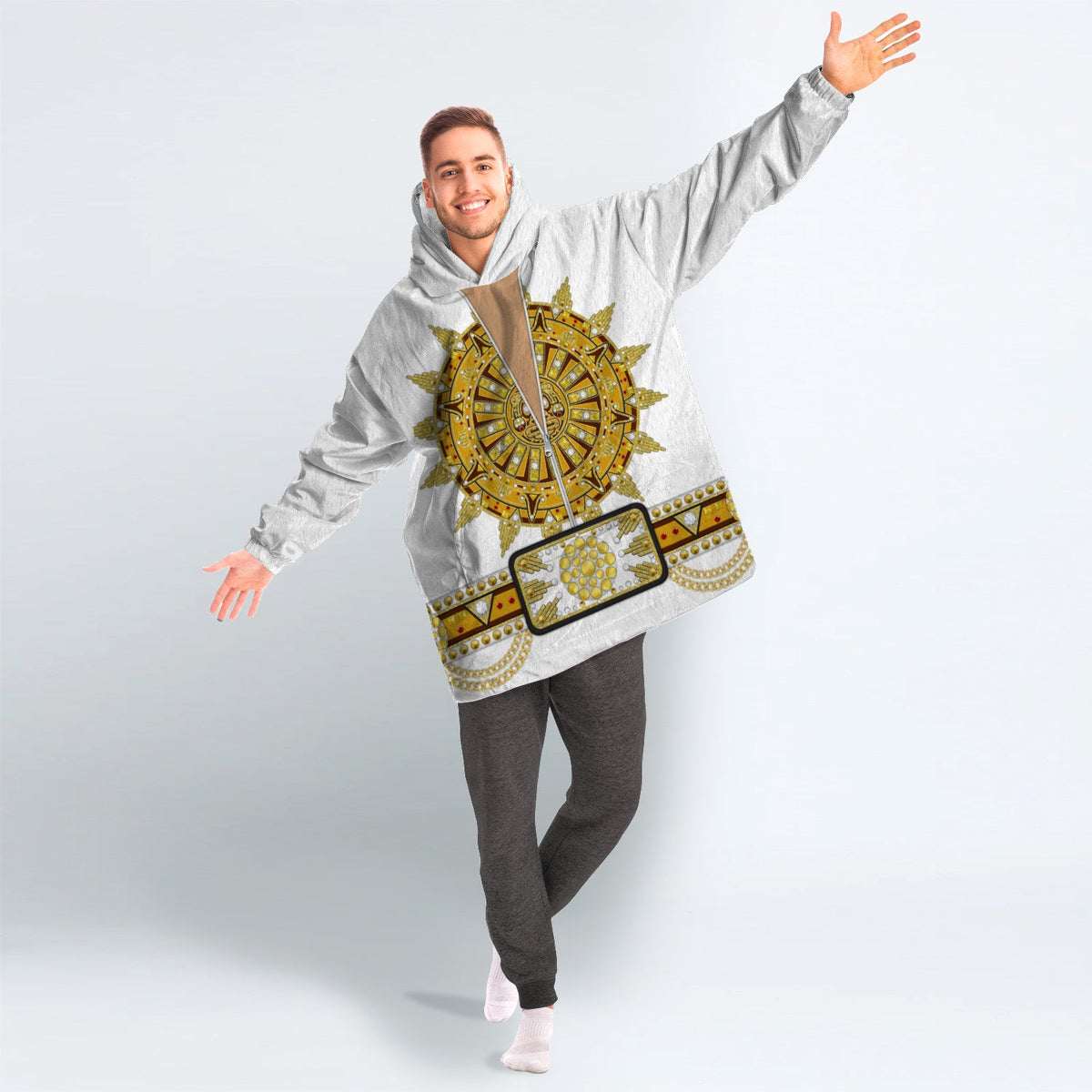 MakerHuman Sun Dial Elvis Cosplay & Costume Over Size Hoodie Fleece One Size