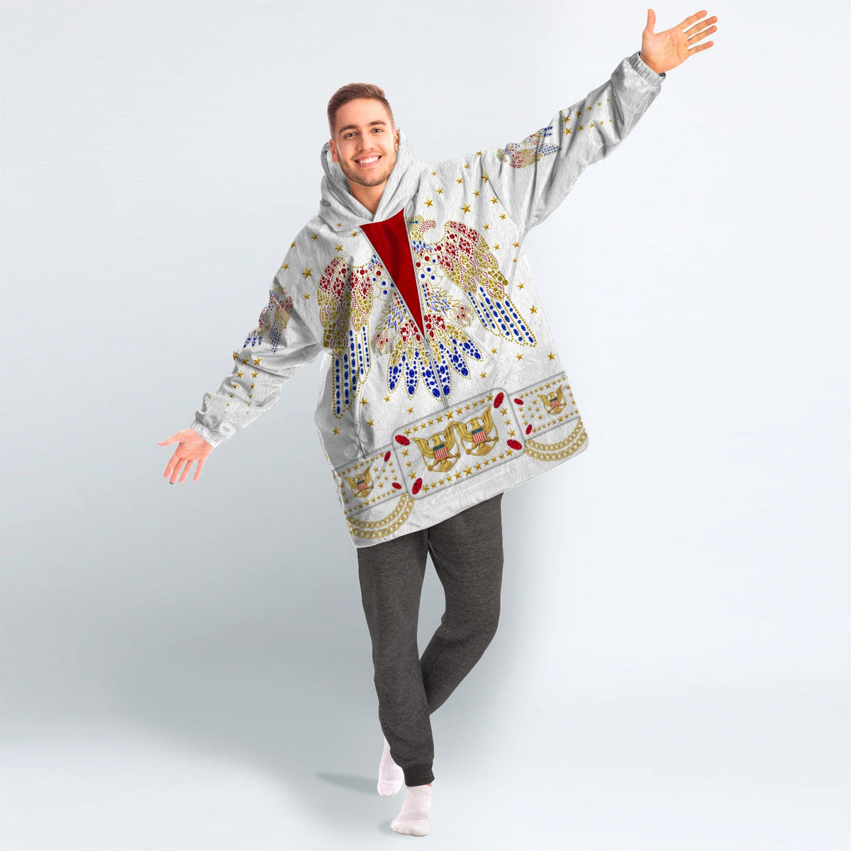 MakerHuman Elvis Aloha Cosplay & Costume Over Size Hoodie Fleece One Size