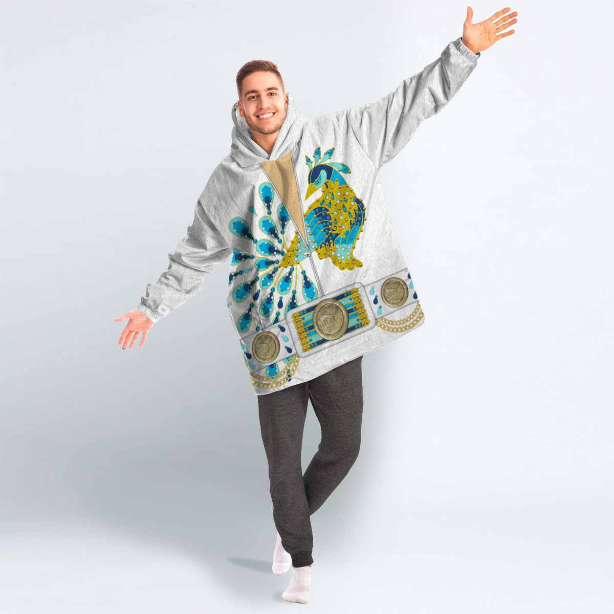 MakerHuman Elvis Presley Peacock Cosplay & Costume Over Size Hoodie Fleece One Size