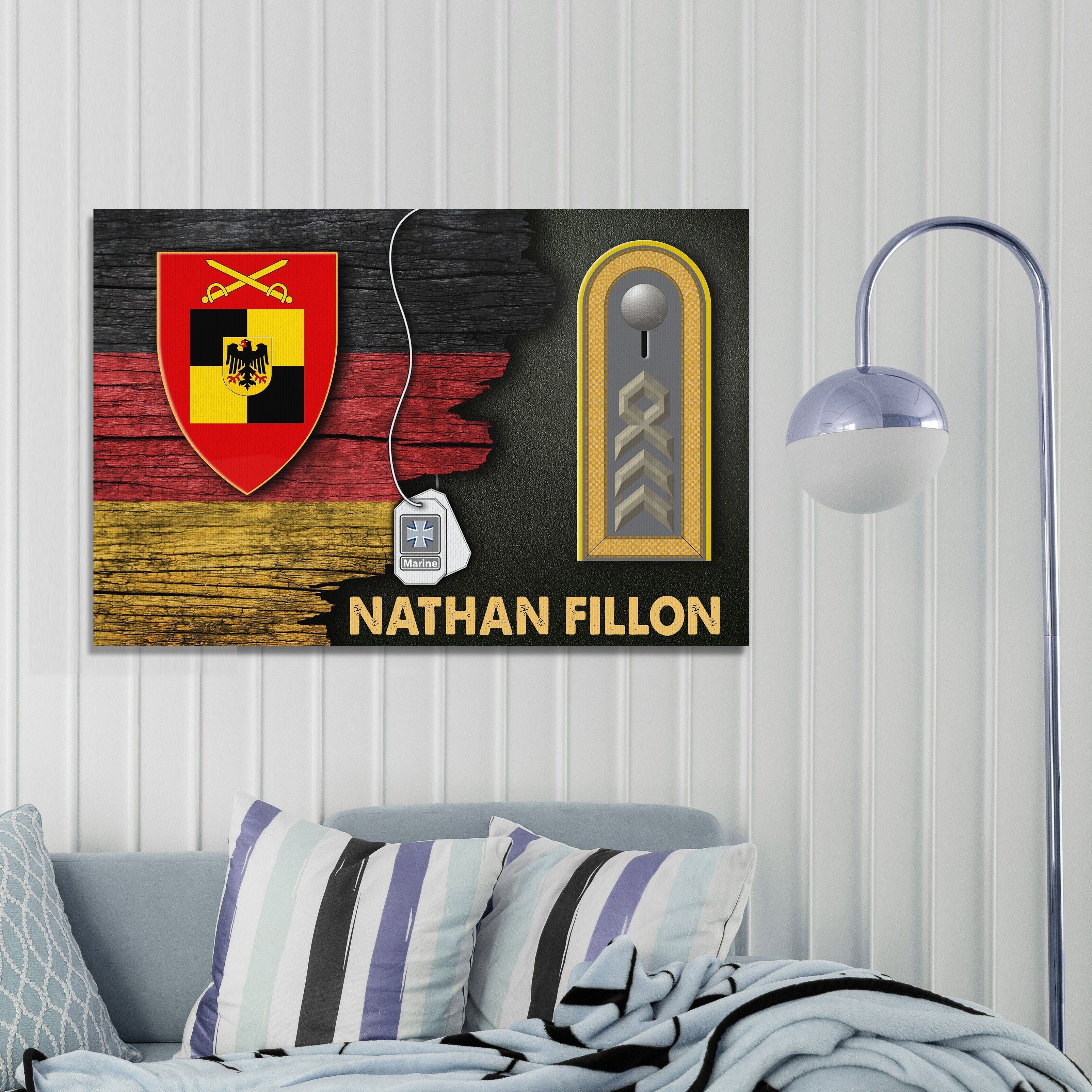 Personalized Name and Ranks-Inspector of the German Army Heer German Half Flag With Military Ranks/Insignia Canvas