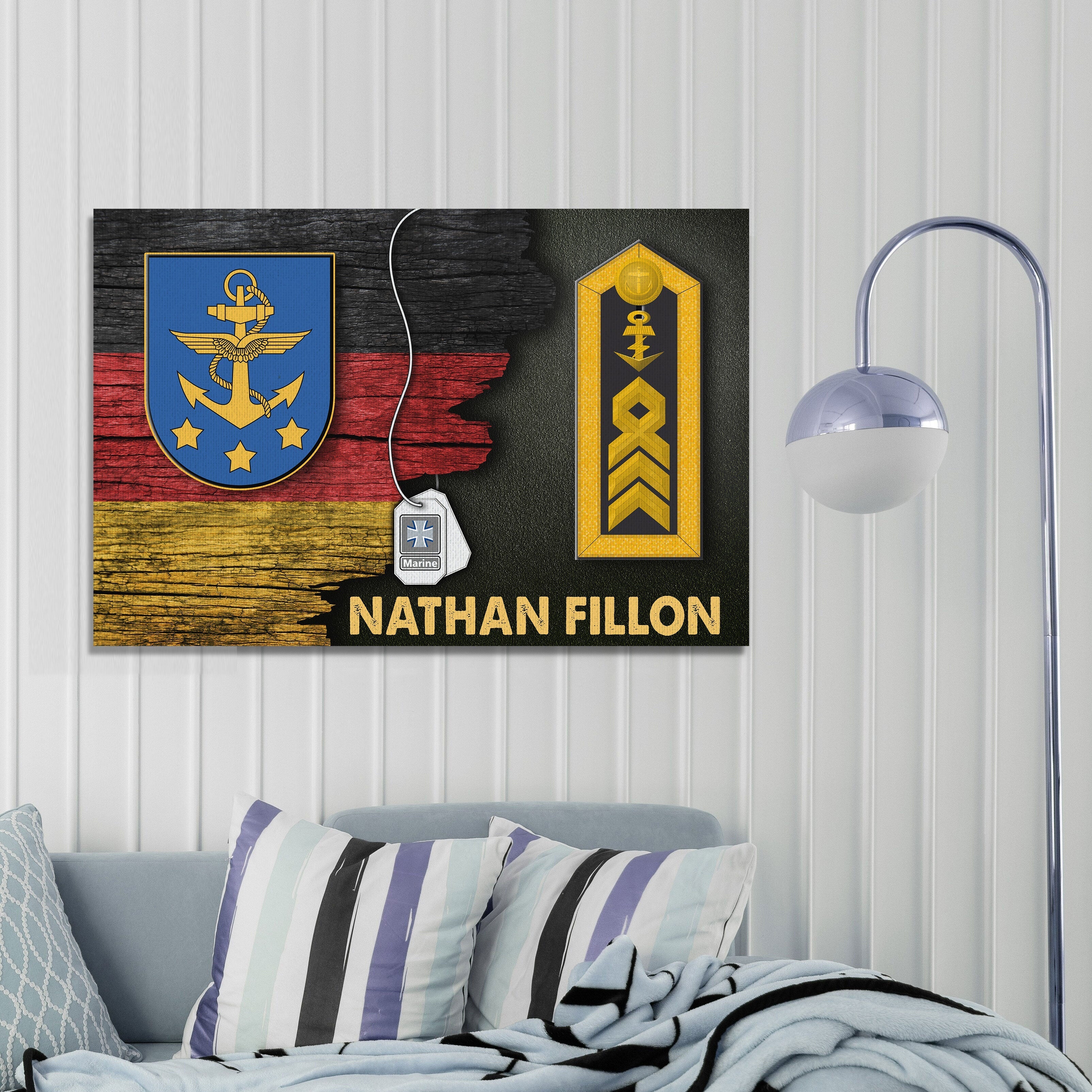 Personalize Name and Ranks- Navy Command Coat Of Arms Of The German Navy Headquarters Canvas