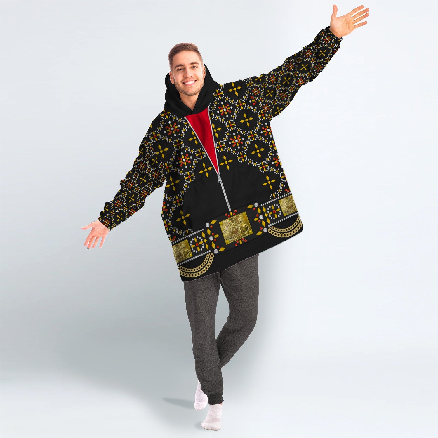 MakerHuman Elvis Black Conquistador Cosplay & Costume Over Size Hoodie Fleece One Size