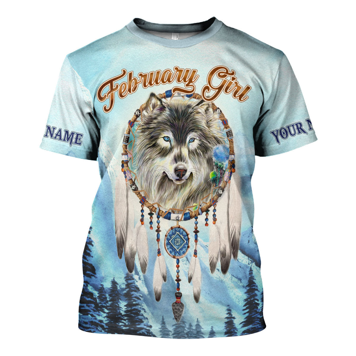 YMskins Personalized T-Shirt I Am A February Girl All Over Printed