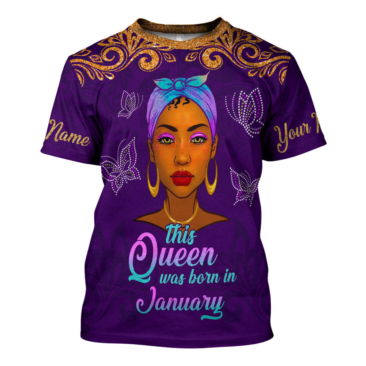 YMskins Personalized T-Shirt January Queen All Over Printed