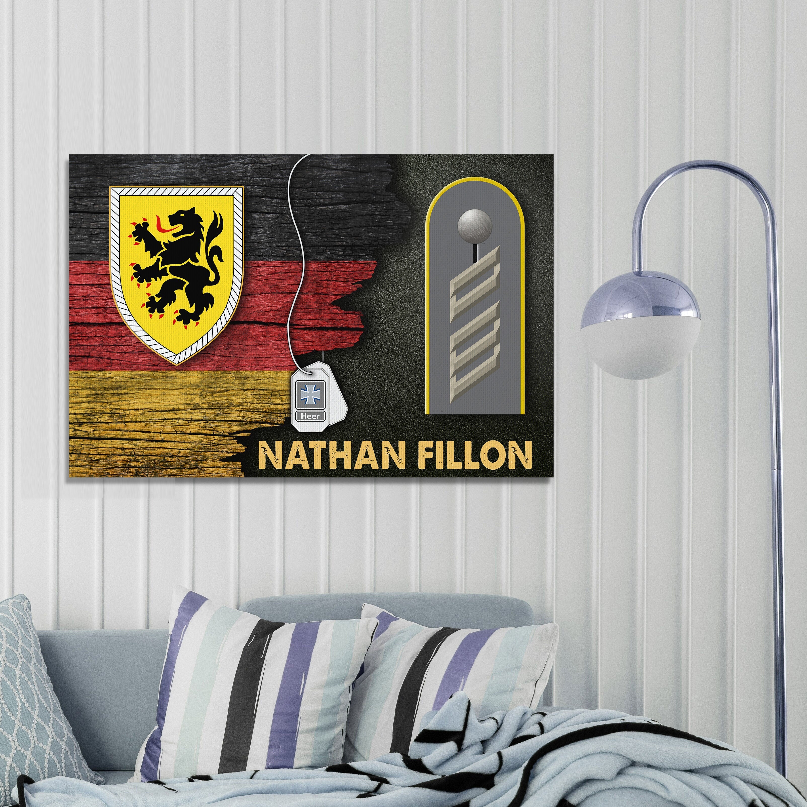 YMskins Lion (Heraldry) German Coat of Arms Heer Half Flag With Military Ranks/Insignia Canvas