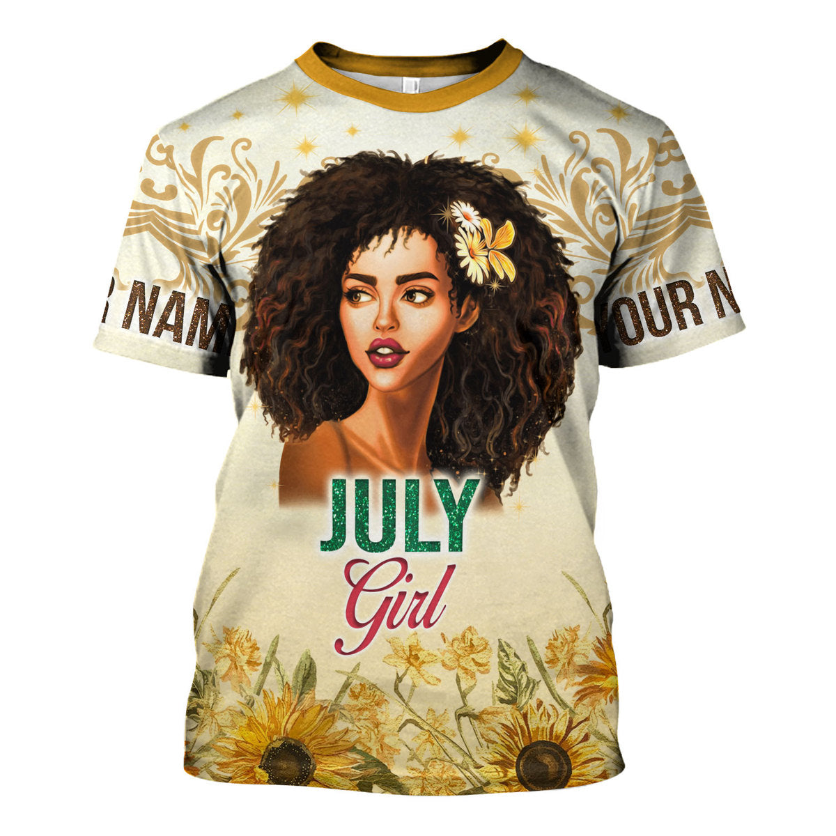 YMskins Personalized T-Shirt July Girl All Over Printed